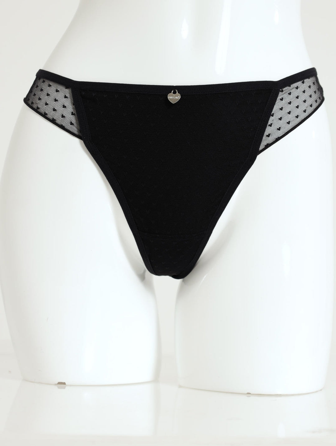 Heart Dobby Mesh G-String - Black