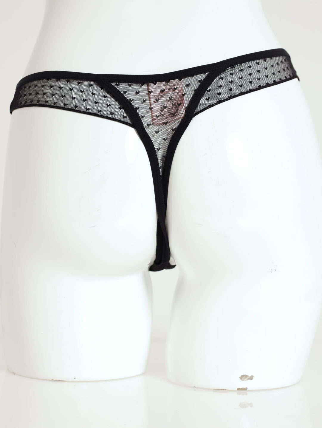 Heart Dobby Mesh G-String - Black