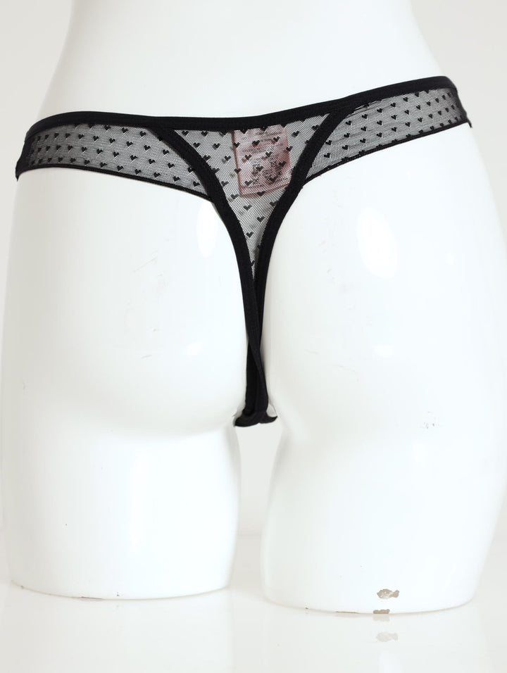 Heart Dobby Mesh G-String - Black