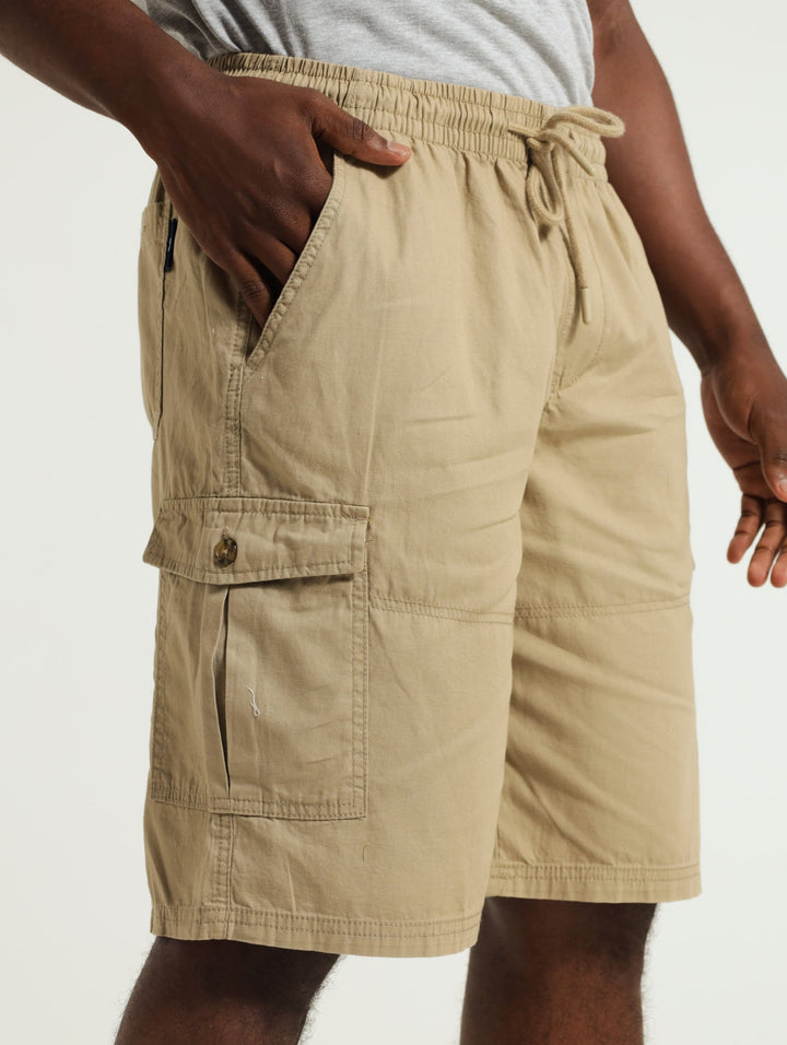 Pull On Cargo Shorts - Camel
