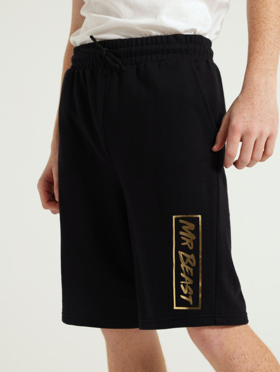 Boys Mr Beast Fleece Shorts - Black