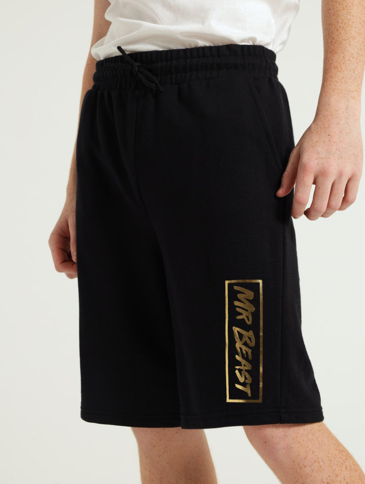 Boys Mr Beast Fleece Shorts - Black