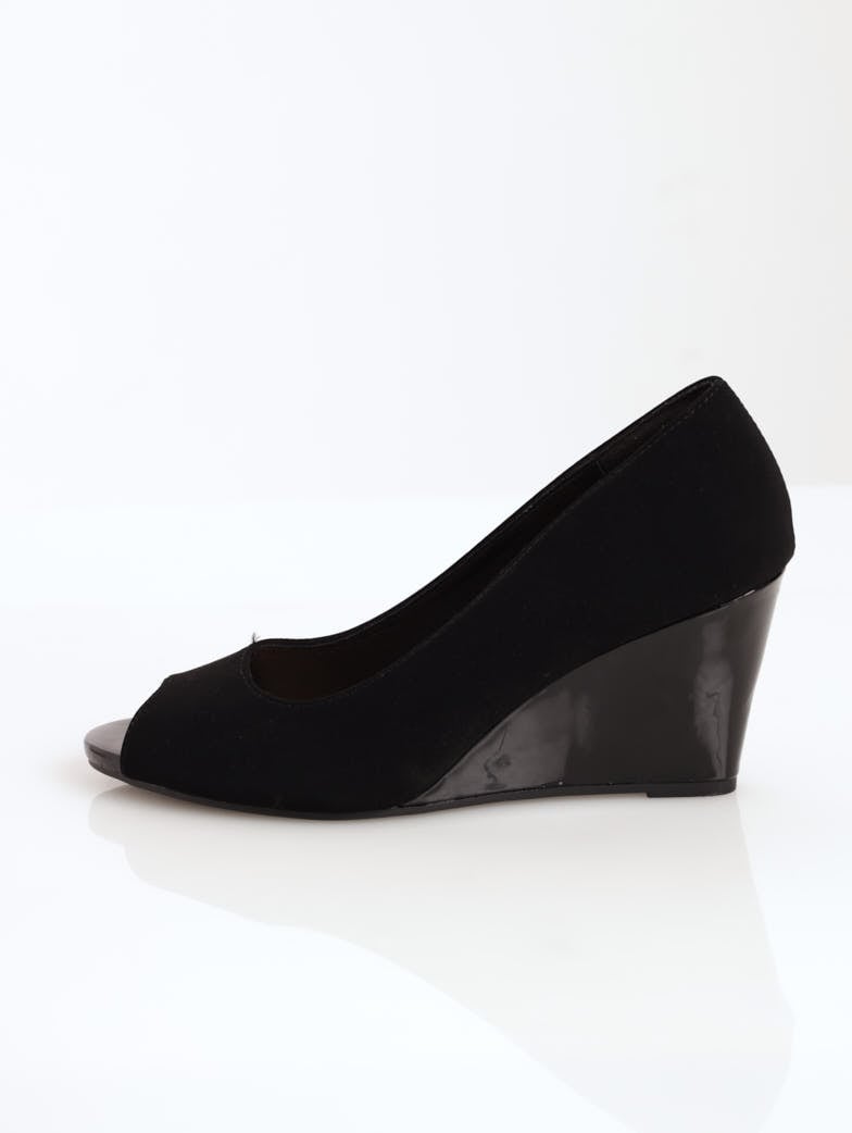 Ladies Peeptoe D'Orsay Wedge Heel - Black