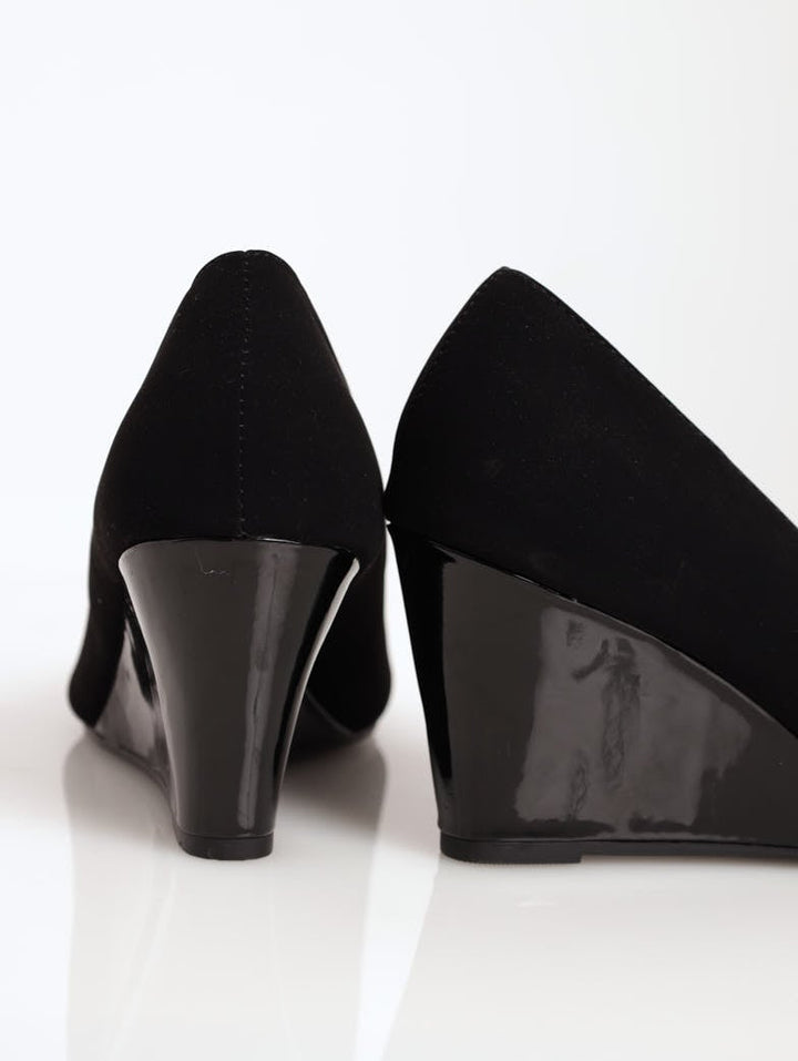 Ladies Peeptoe D'Orsay Wedge Heel - Black