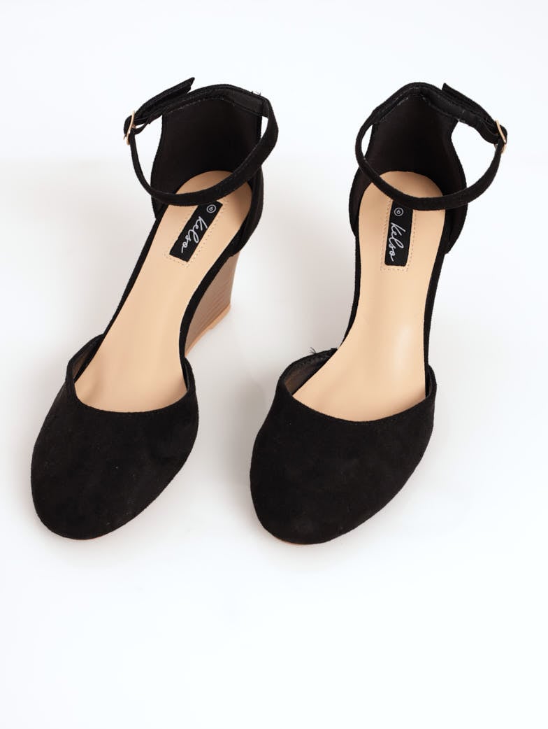 Ladies Closed Toe D'Orsay Wedge Heel - Black