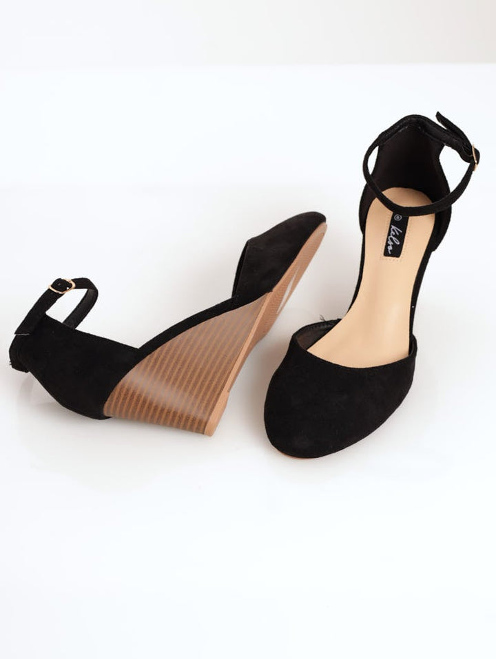 Ladies Closed Toe D'Orsay Wedge Heel - Black