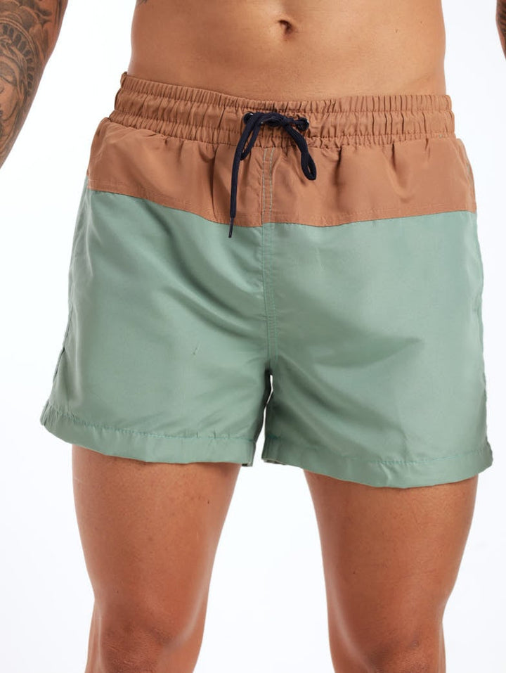 Men's Plain Colourblock Swim Short - Tobacco