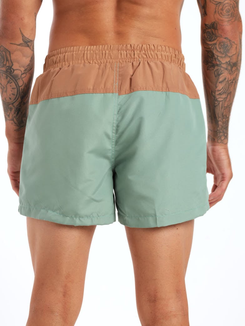 Men's Plain Colourblock Swim Short - Tobacco