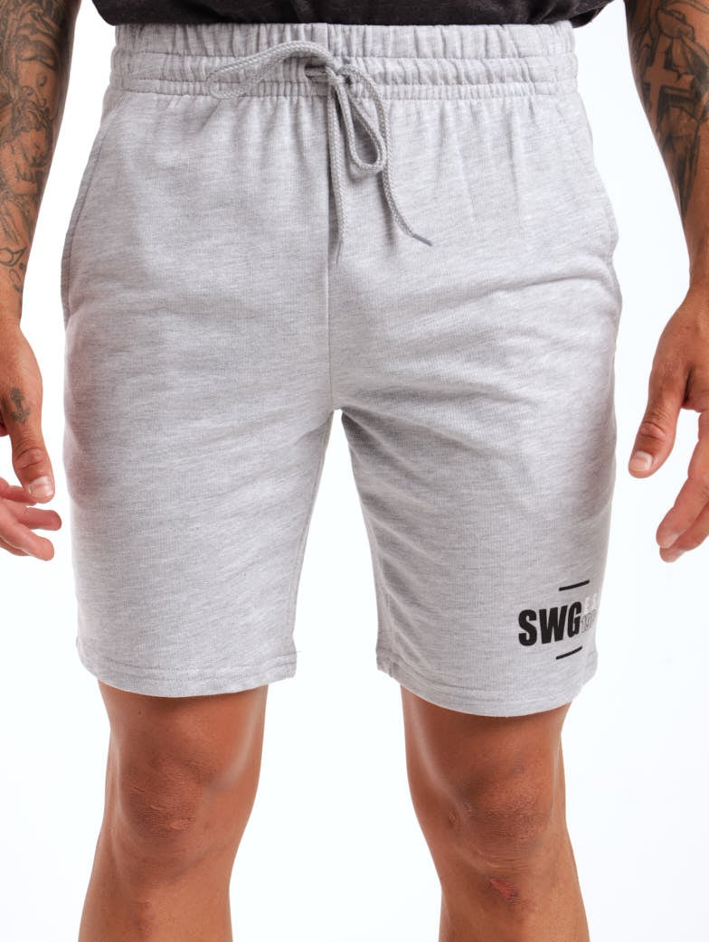 Men's Basic Printed Elasticated Short - Grey Melange