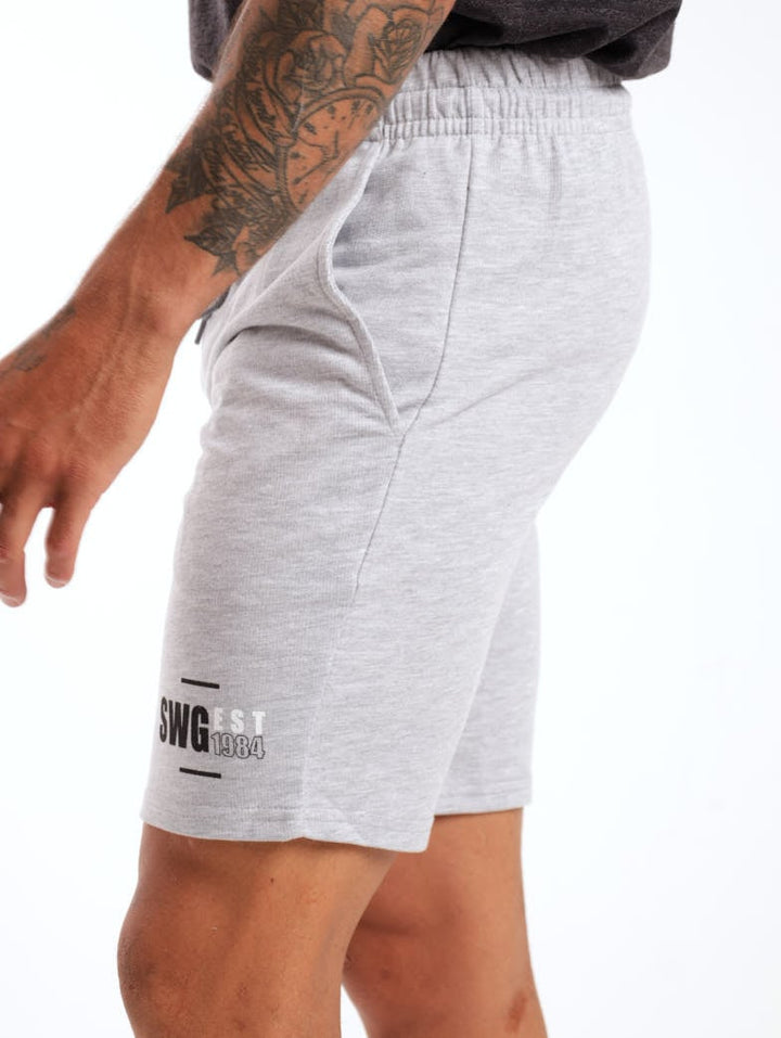 Men's Basic Printed Elasticated Short - Grey Melange