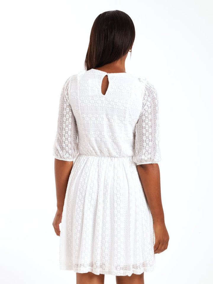 Ladies Lace Tea Dress - White