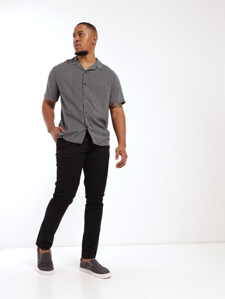 Men's Narrow Striped Shirt - Black/White