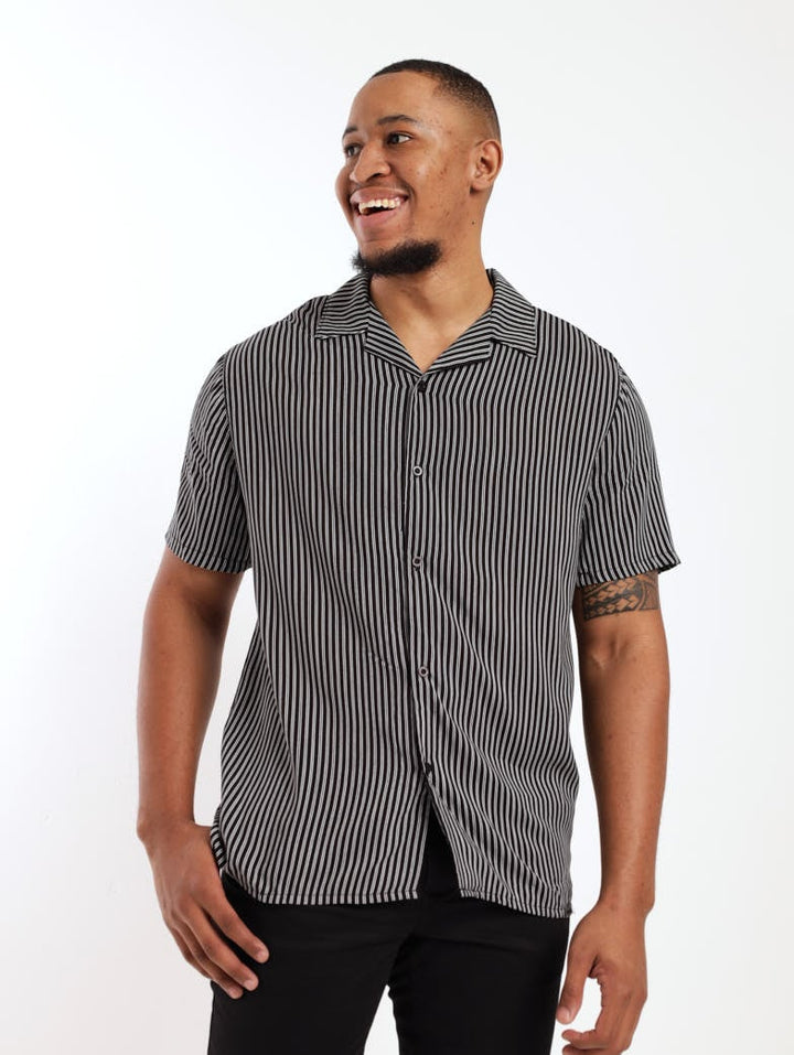 Men's Narrow Striped Shirt - Black/White