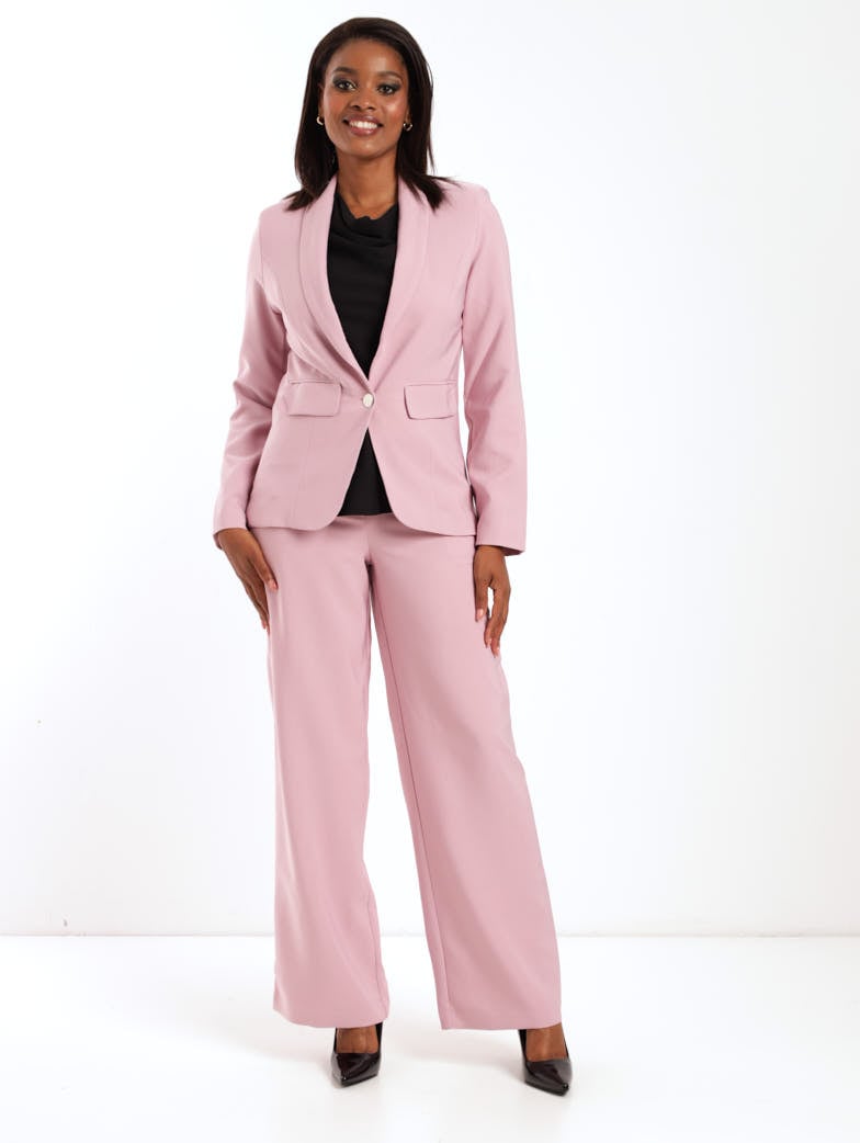 Ladies Slouchy Flap Pocket Blazer - Dusty Pink