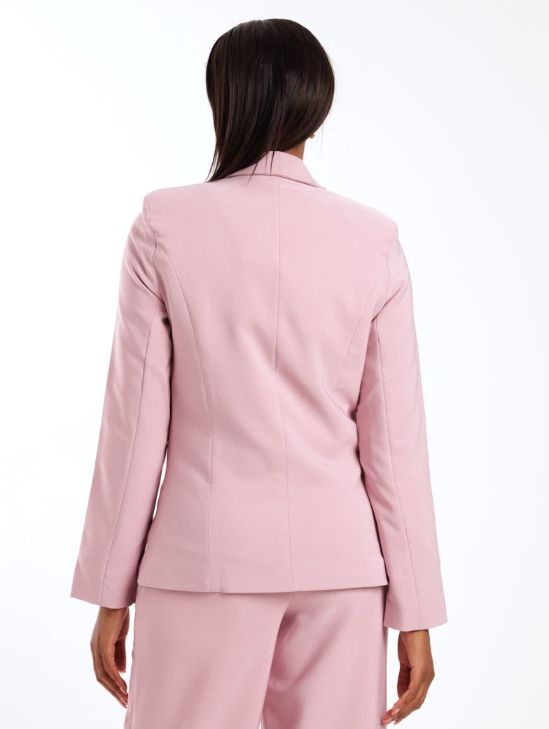 Ladies Slouchy Flap Pocket Blazer - Dusty Pink