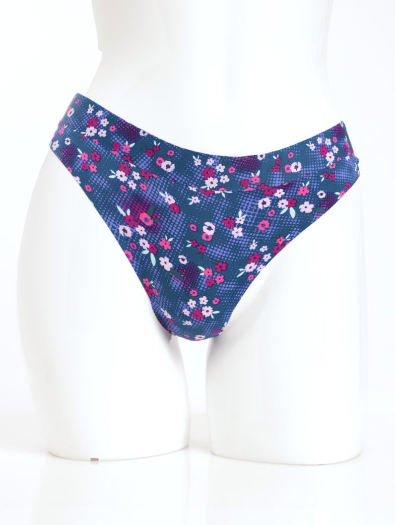 Ladies 3 Pack Microfibre Thong Panty - Shocking Pink/Blue/Floral