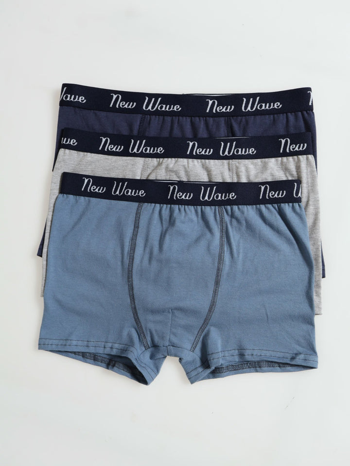 Boys 3 Pack Plain Boxers - Blue