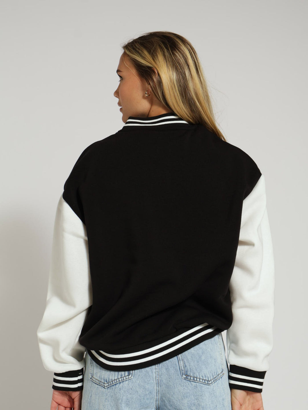 Fleece Baseball Jacket - Black