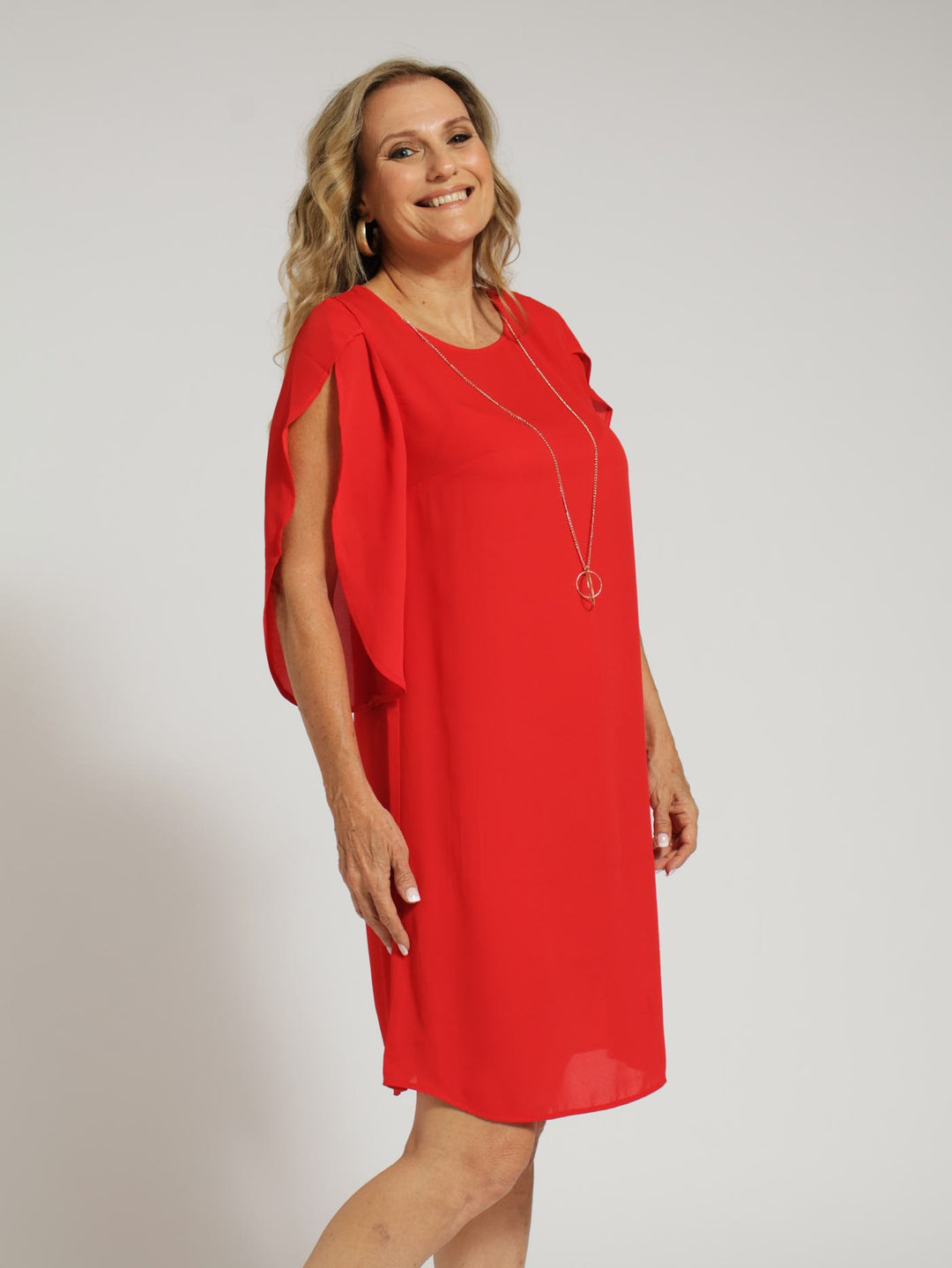 Tunic Dress With Chain - Red