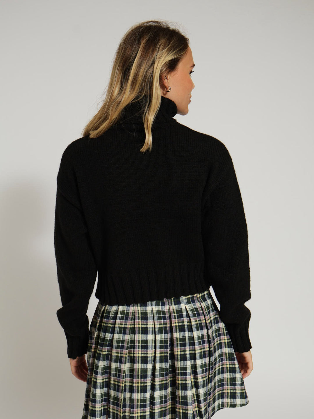 Plain Polo Neck Top - Black