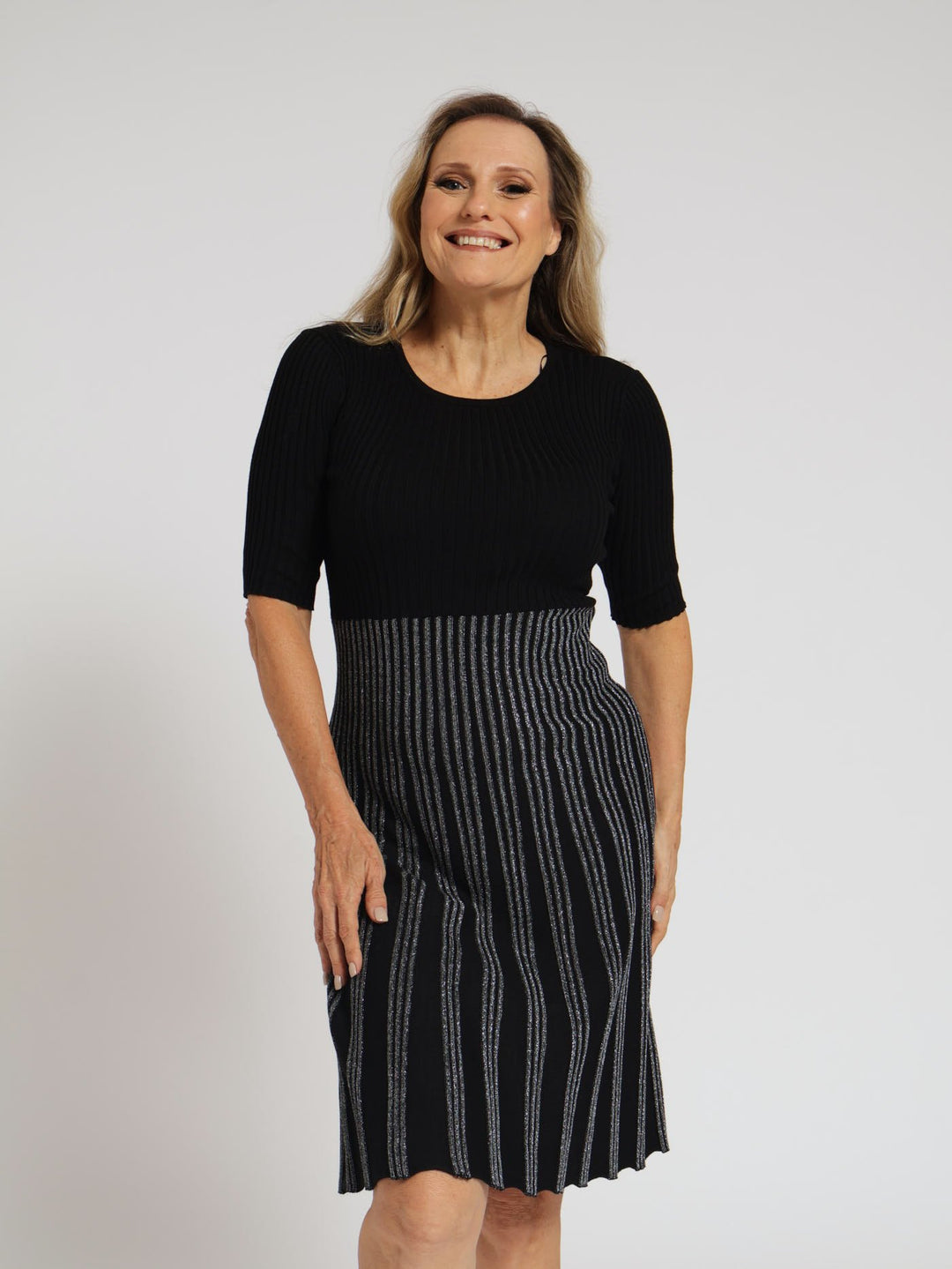 Lurex Knitwear Dress - Black