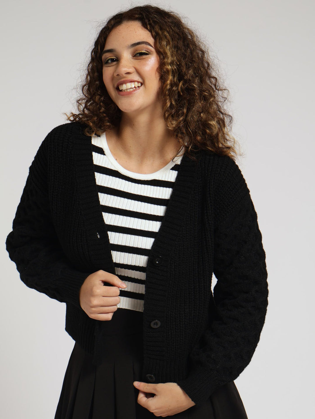 Textured Cardigan - Black