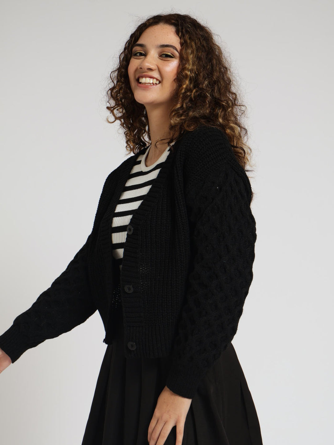 Textured Cardigan - Black