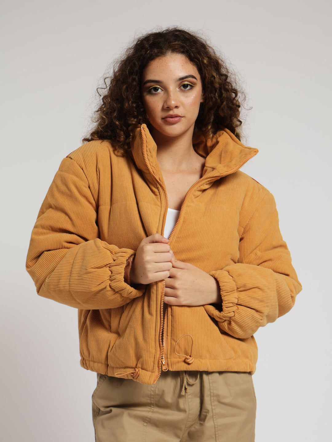 Sun Corduroy Puffer Jacket - Tan