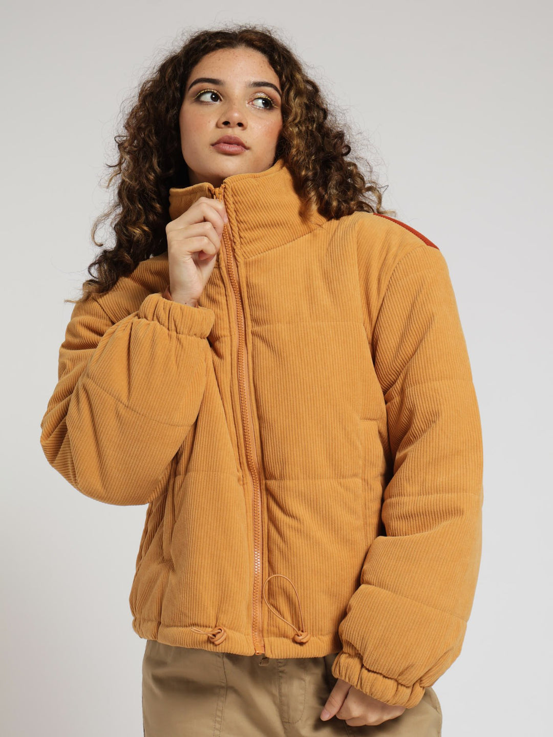 Sun Corduroy Puffer Jacket - Tan