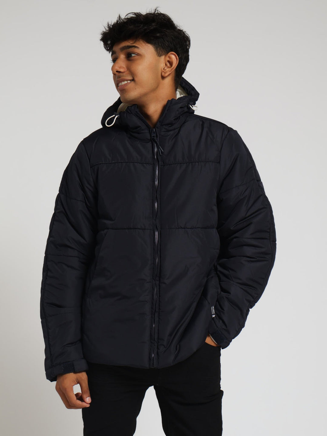 Hooded Puffer Jacket - Navy