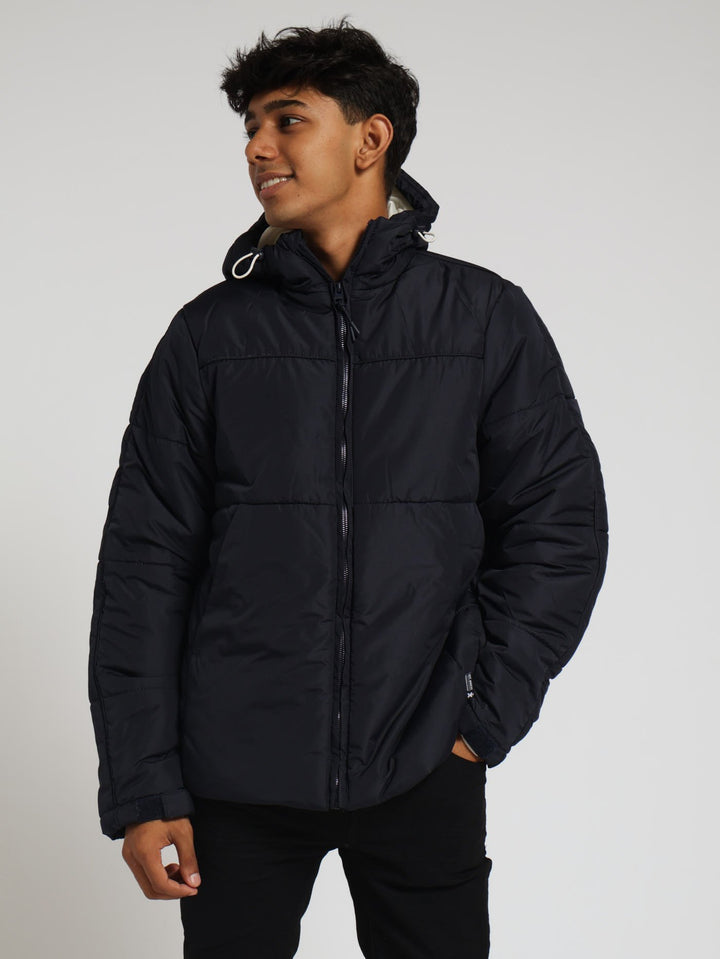Hooded Puffer Jacket - Navy