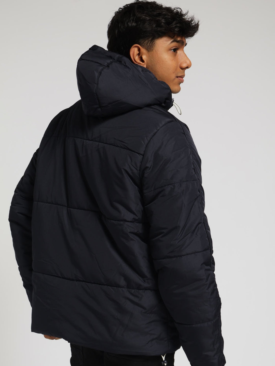 Hooded Puffer Jacket - Navy