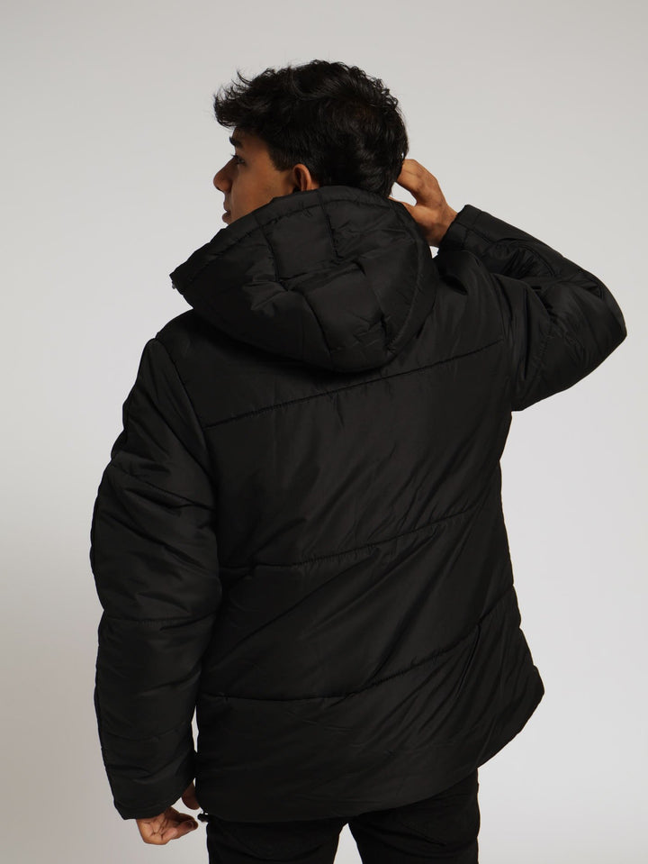 Hooded Puffer Jacket - Black