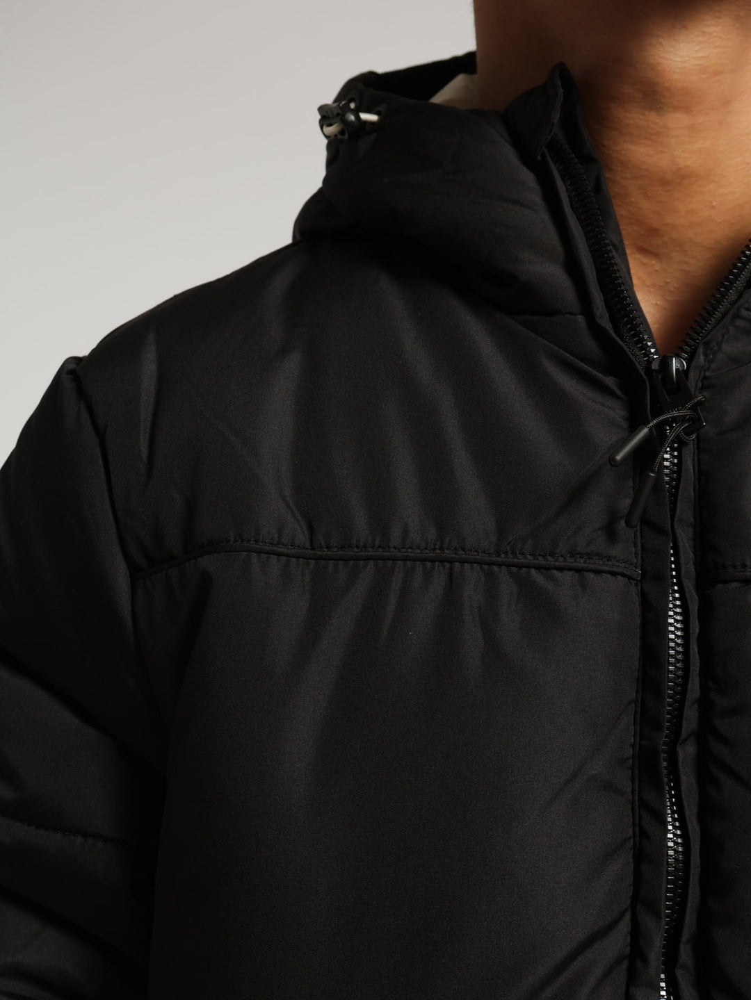 Hooded Puffer Jacket - Black