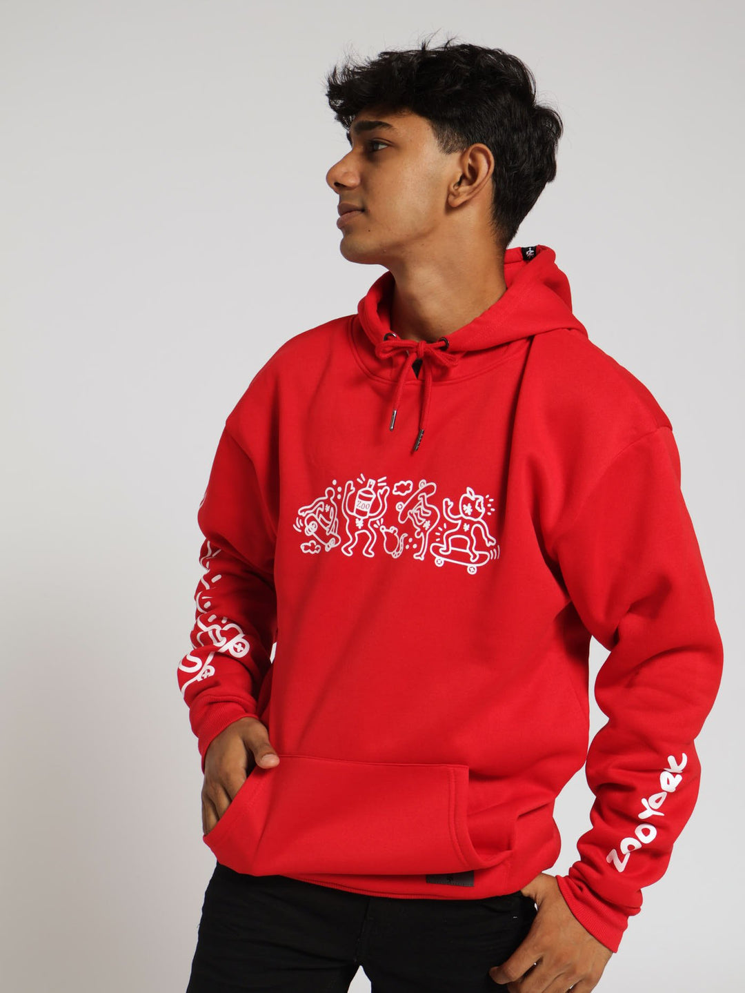 Printed Hoody - Red