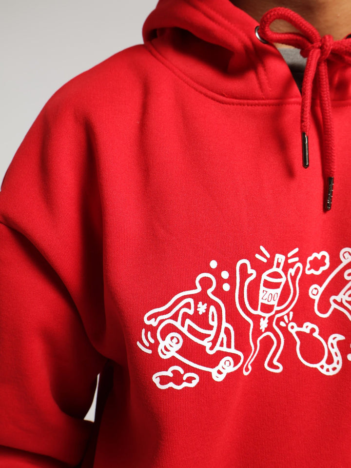 Printed Hoody - Red