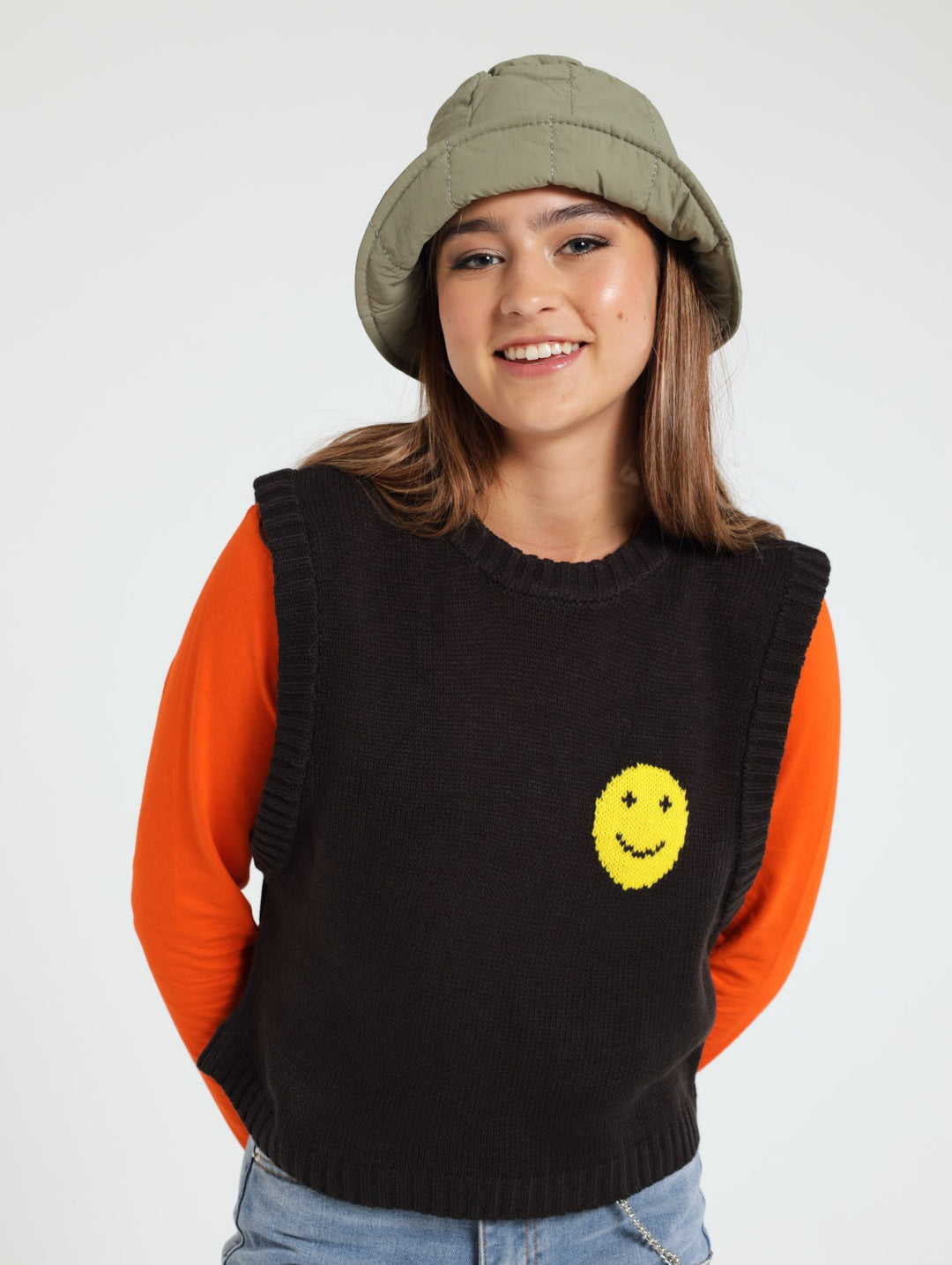 Sleeveless Knit Vest - Black