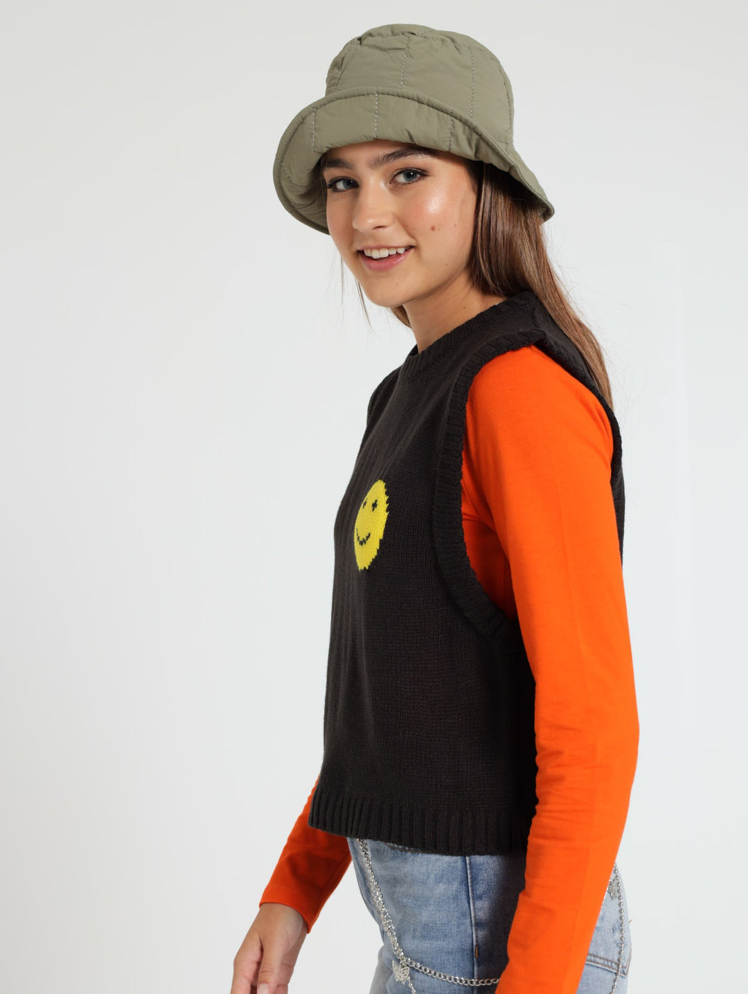 Sleeveless Knit Vest - Black