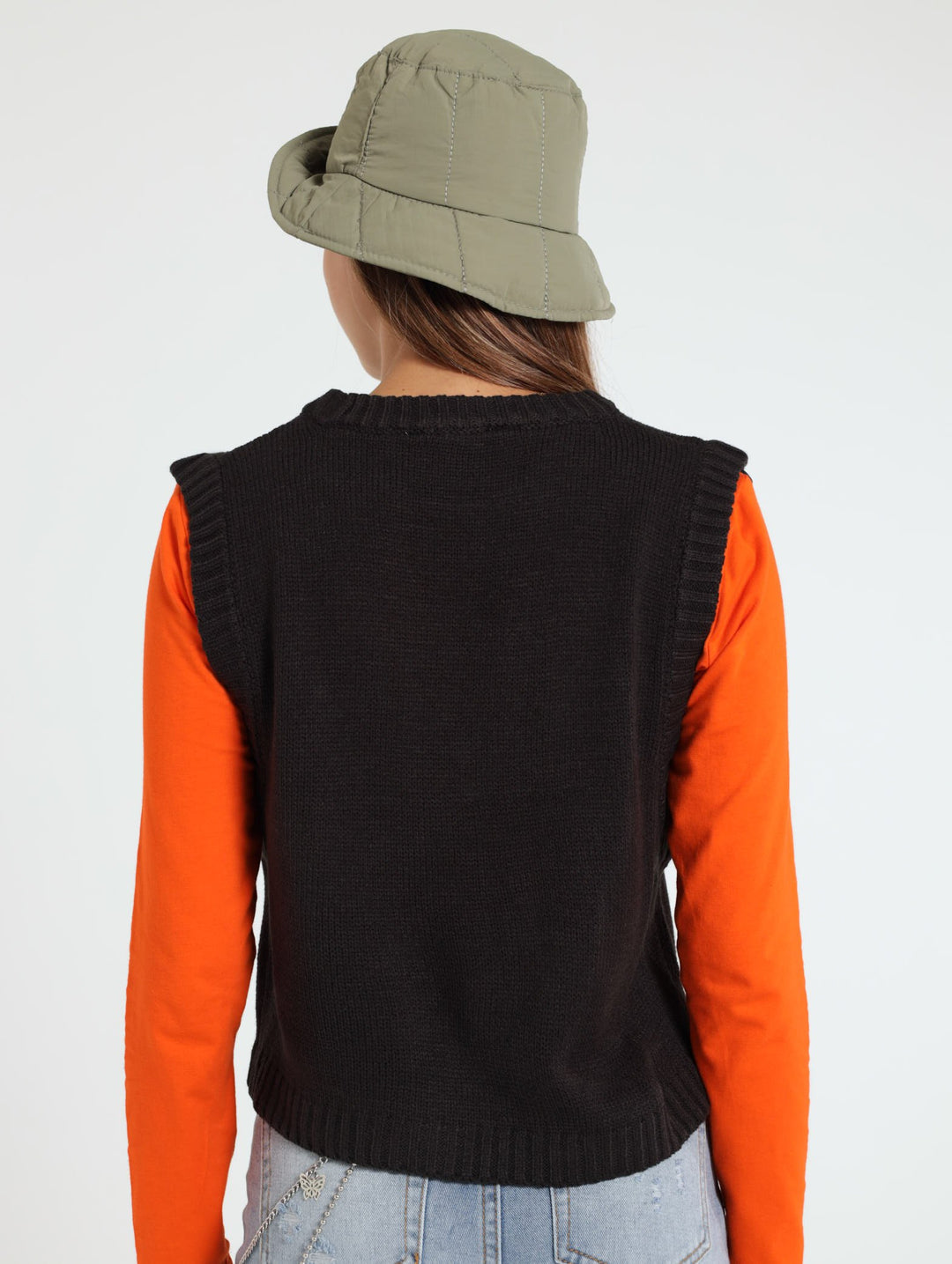 Sleeveless Knit Vest - Black