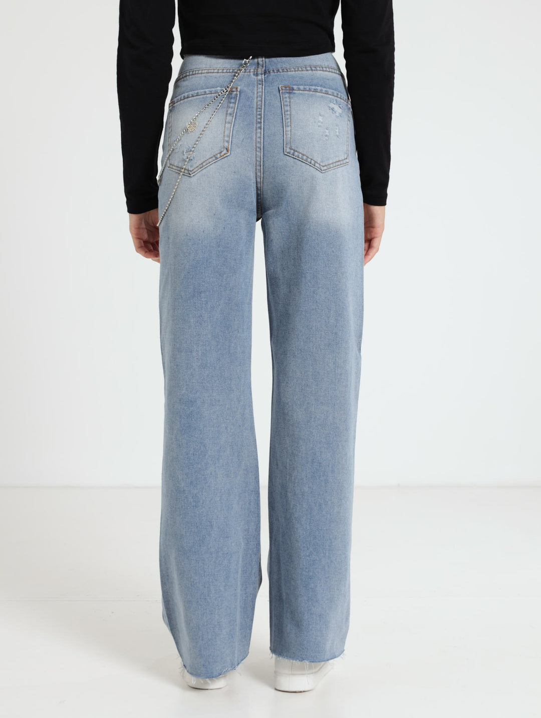 Fray Waist Chain Belt 90'S Fit Jean - Salty Mid Wash