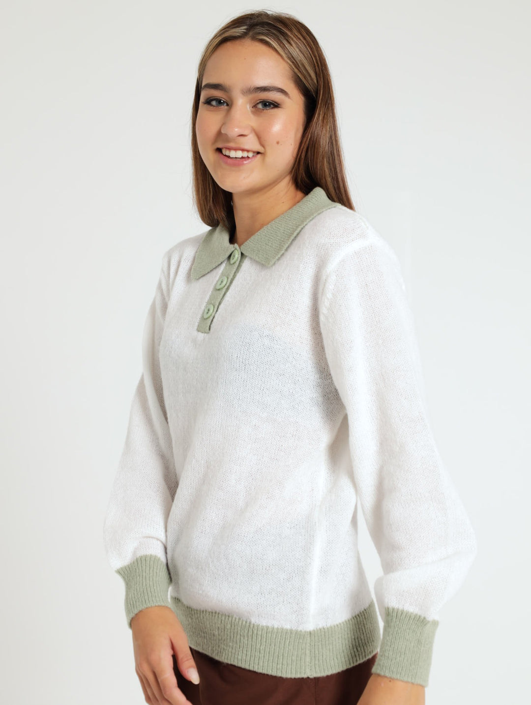 Ladies Rugby Collar Knitwear Sweater