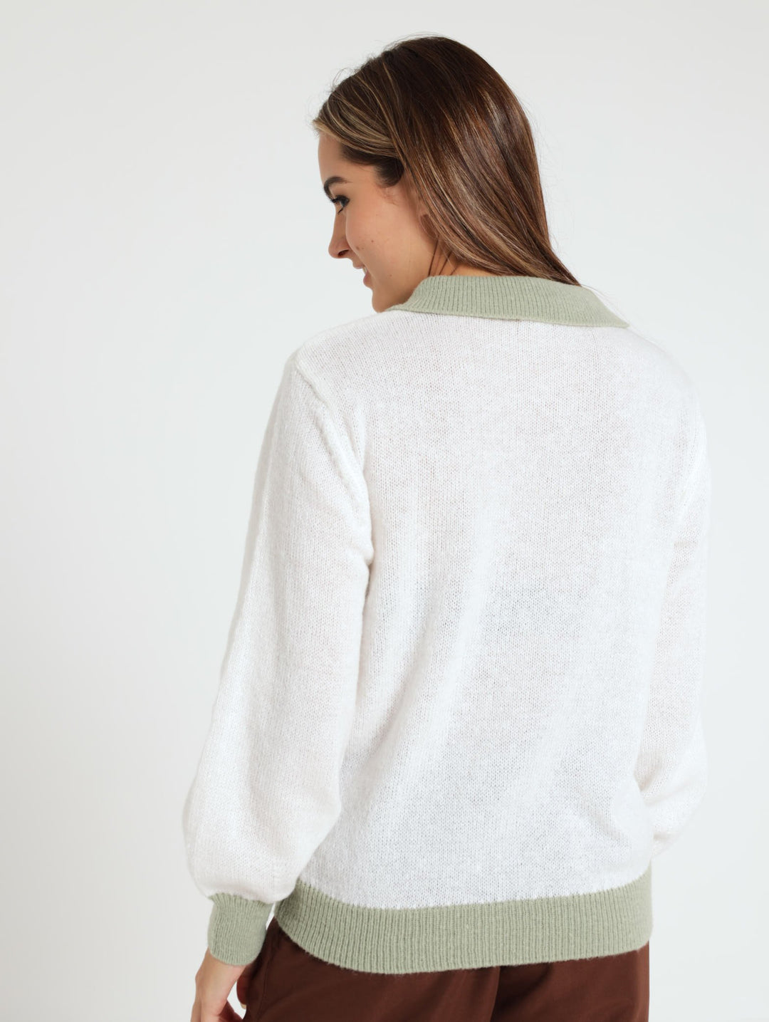 Ladies Rugby Collar Knitwear Sweater