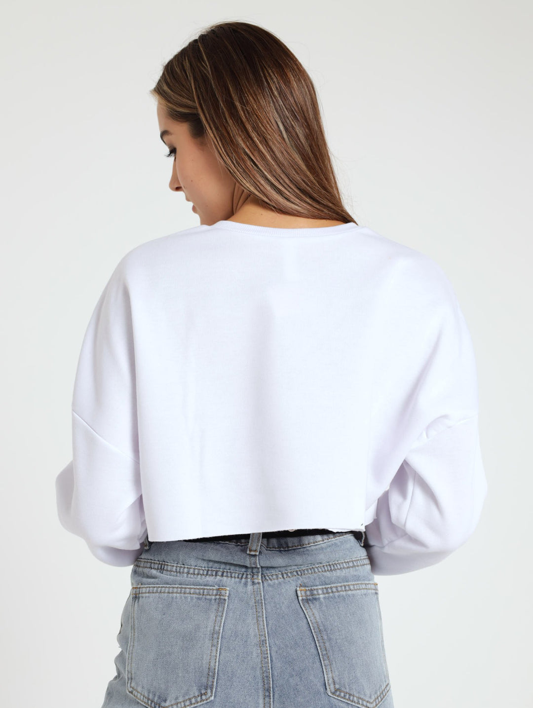 Ladies Printed Raw Hem Active Top - White