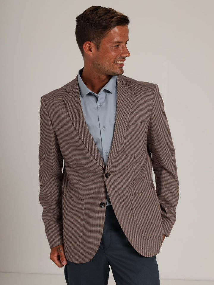 Mens's Houndstooth Blazer - Stone