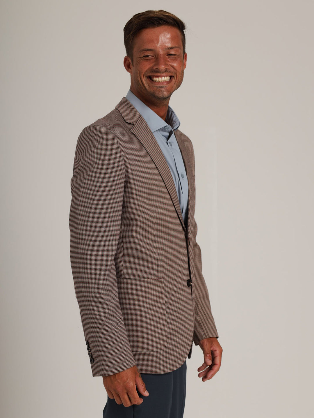 Mens's Houndstooth Blazer - Stone