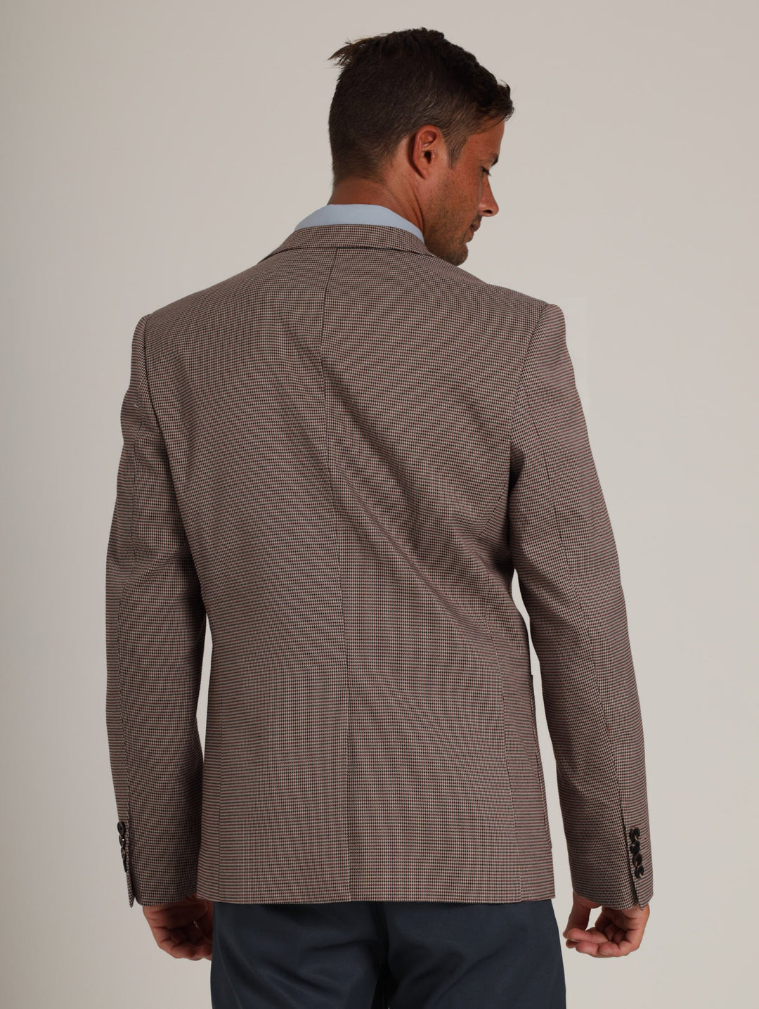 Mens's Houndstooth Blazer - Stone