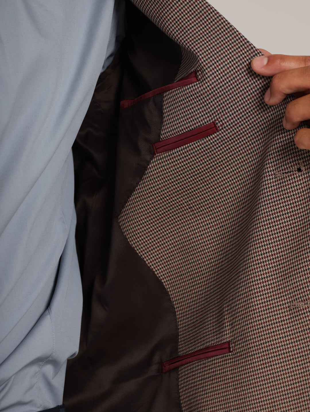 Mens's Houndstooth Blazer - Stone