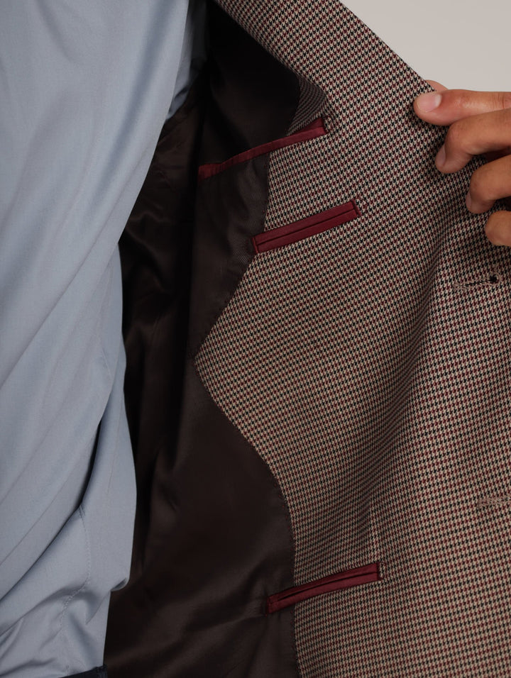 Mens's Houndstooth Blazer - Stone
