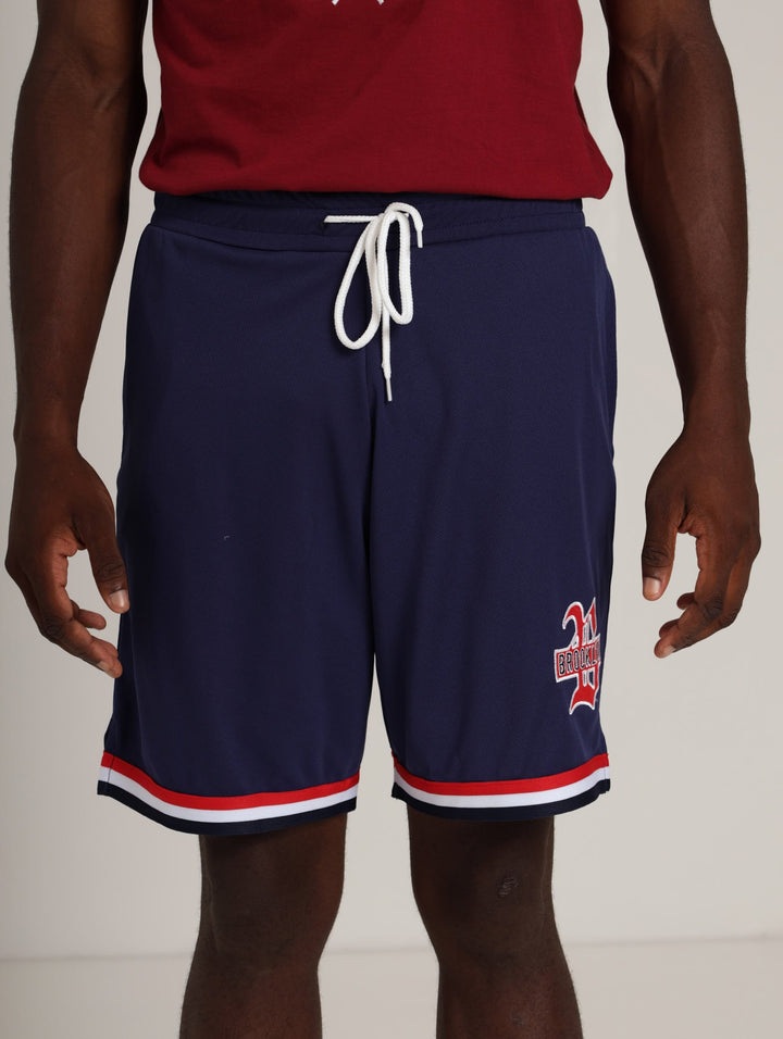 Mens's Basketball Short - Navy/White