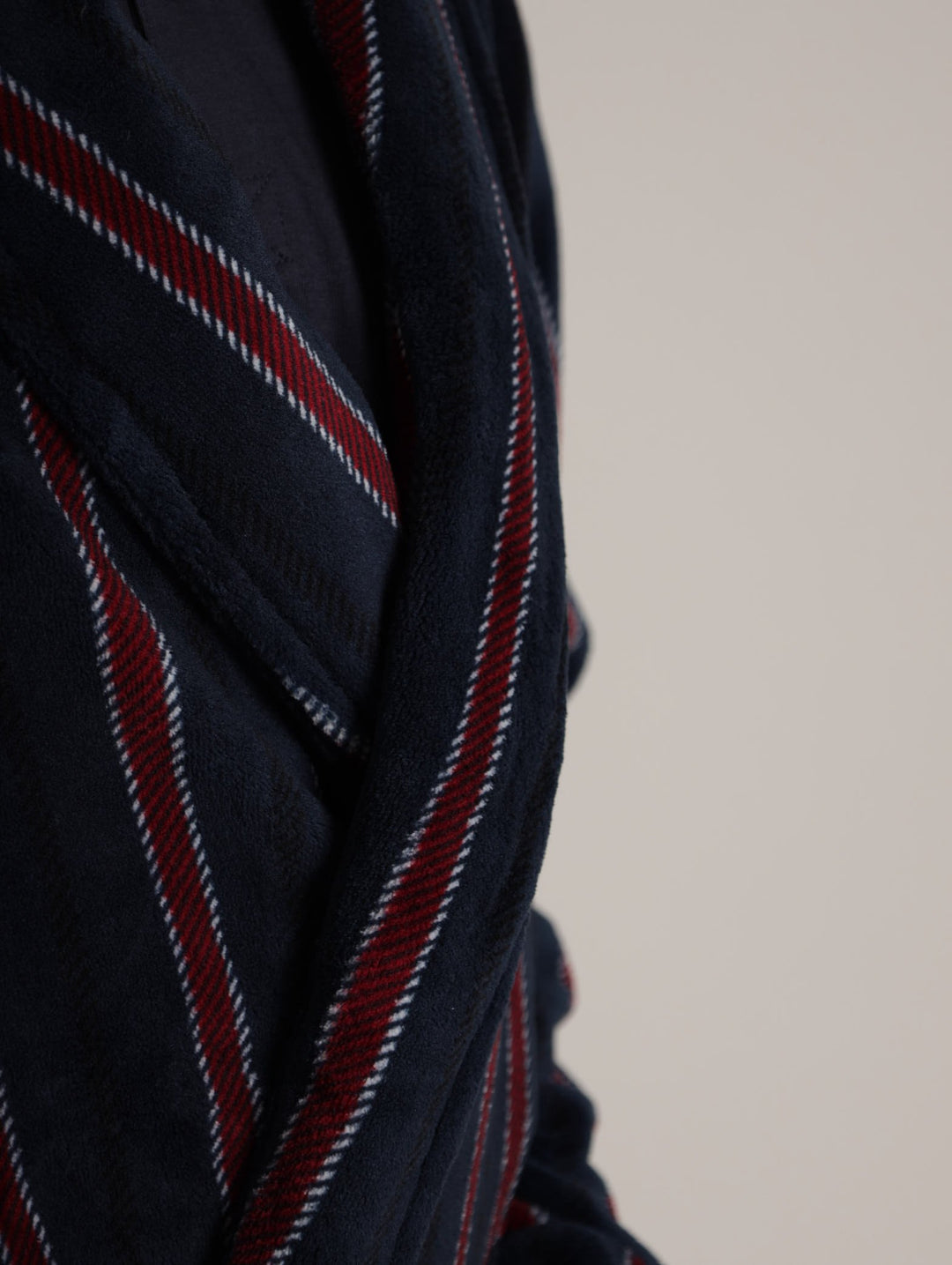Mens Coal Fleece Gown - Navy Stripe